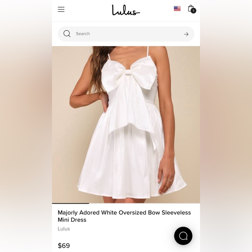 Lulu’s “Majorly Adored” White Oversized Bow Sleeveless Mini Dress